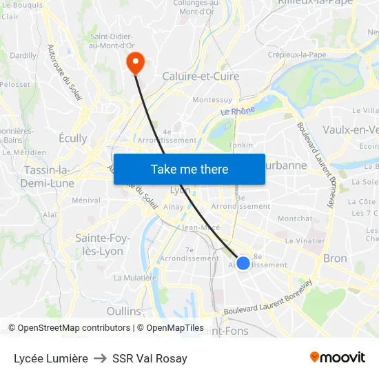 Lycée Lumière to SSR Val Rosay map
