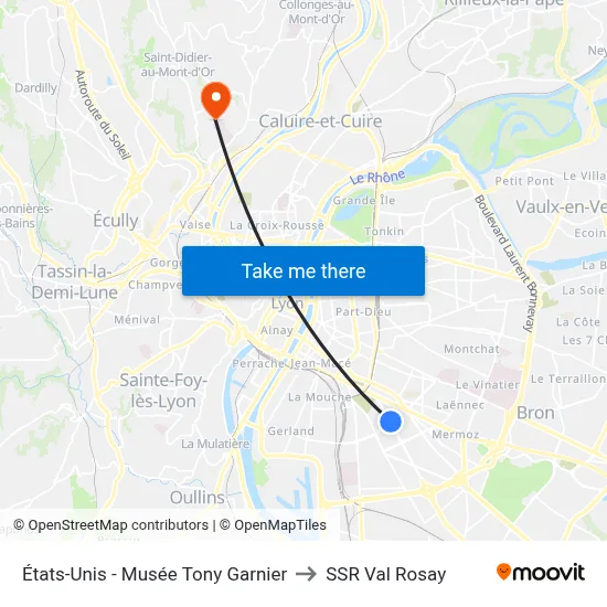 États-Unis - Musée Tony Garnier to SSR Val Rosay map