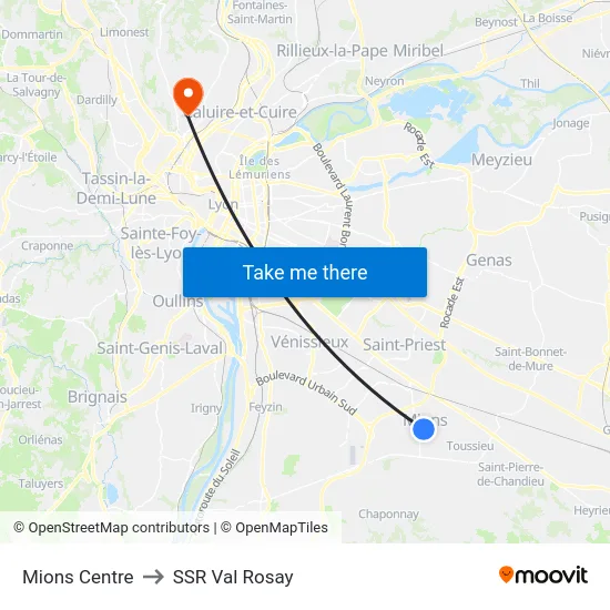 Mions Centre to SSR Val Rosay map