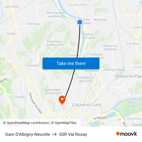 Gare D'Albigny-Neuville to SSR Val Rosay map