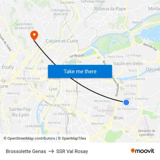 Brossolette Genas to SSR Val Rosay map