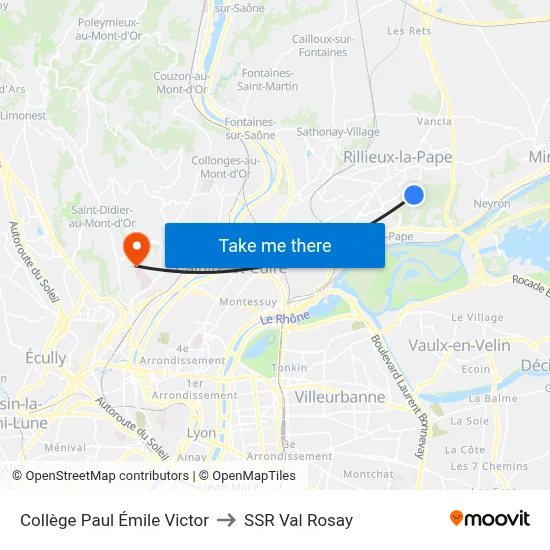 Collège Paul Émile Victor to SSR Val Rosay map