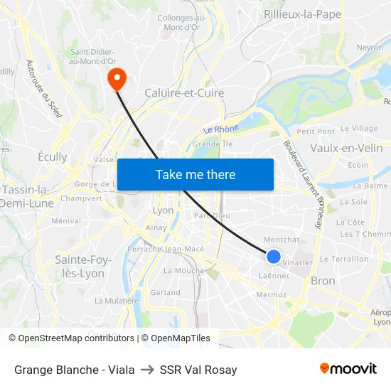 Grange Blanche - Viala to SSR Val Rosay map