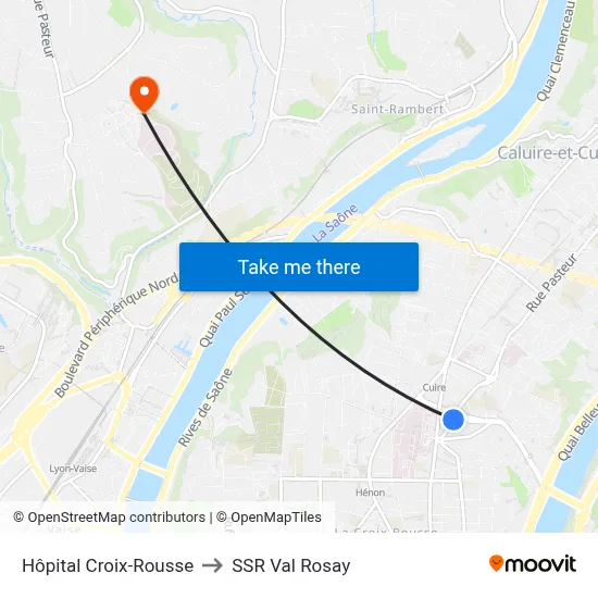Hôpital Croix-Rousse to SSR Val Rosay map