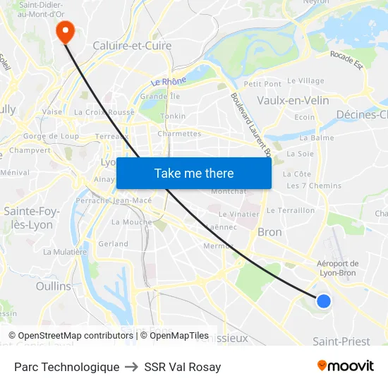 Parc Technologique to SSR Val Rosay map