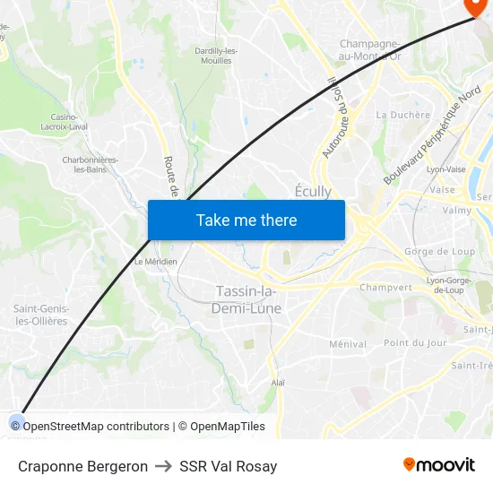 Craponne Bergeron to SSR Val Rosay map