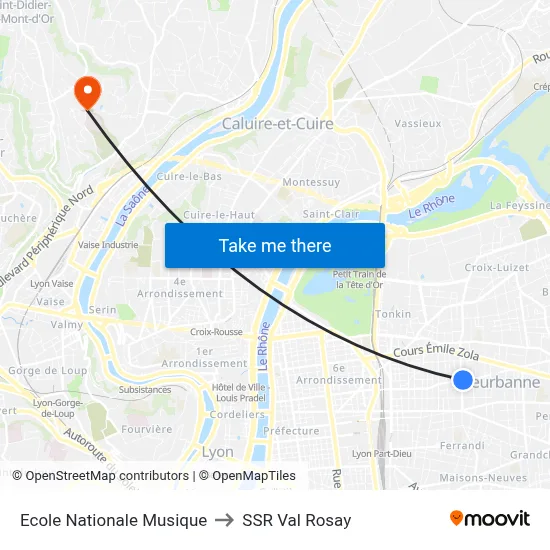 Ecole Nationale Musique to SSR Val Rosay map