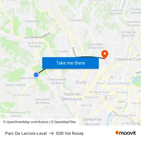 Parc De Lacroix-Laval to SSR Val Rosay map