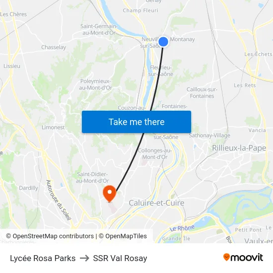 Lycée Rosa Parks to SSR Val Rosay map