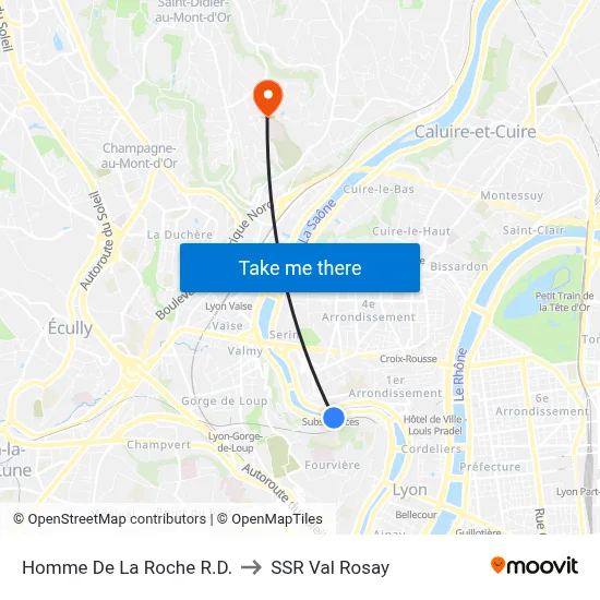 Homme De La Roche R.D. to SSR Val Rosay map