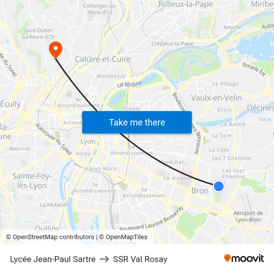 Lycée Jean-Paul Sartre to SSR Val Rosay map