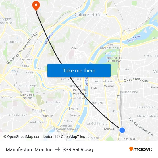 Manufacture Montluc to SSR Val Rosay map