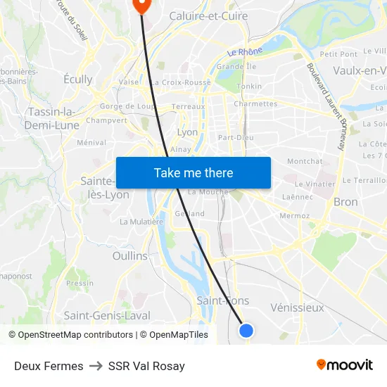 Deux Fermes to SSR Val Rosay map