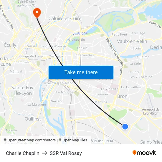 Charlie Chaplin to SSR Val Rosay map