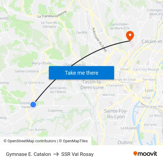Gymnase E. Catalon to SSR Val Rosay map