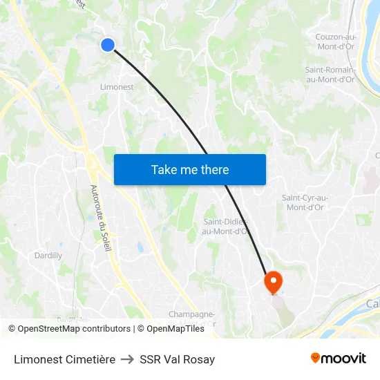 Limonest Cimetière to SSR Val Rosay map