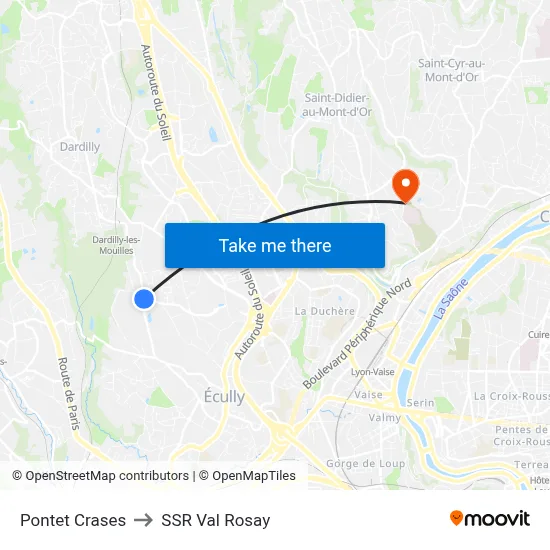 Pontet Crases to SSR Val Rosay map