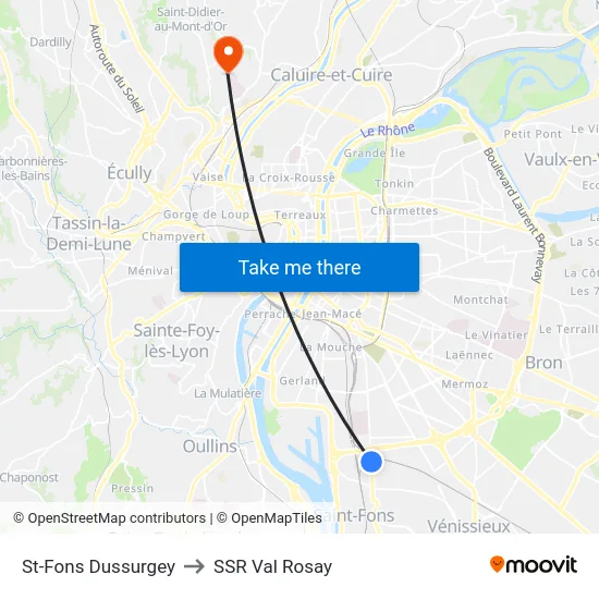St-Fons Dussurgey to SSR Val Rosay map
