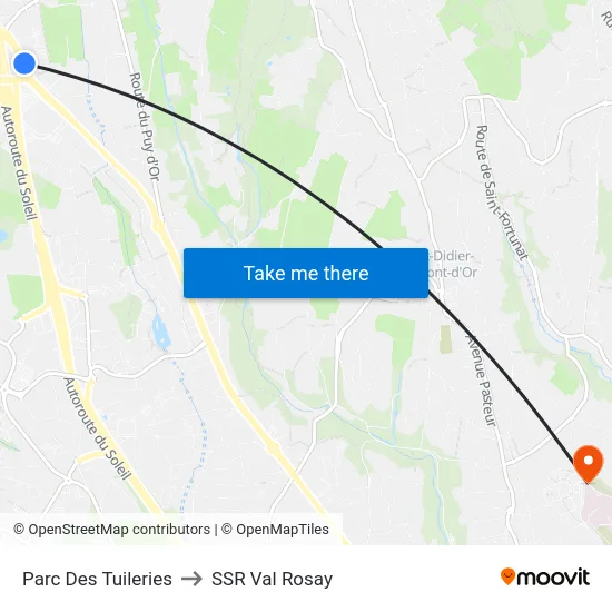 Parc Des Tuileries to SSR Val Rosay map