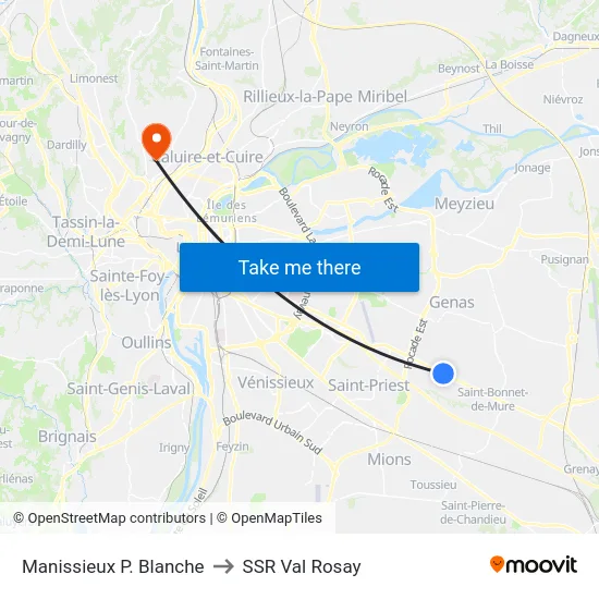 Manissieux P. Blanche to SSR Val Rosay map