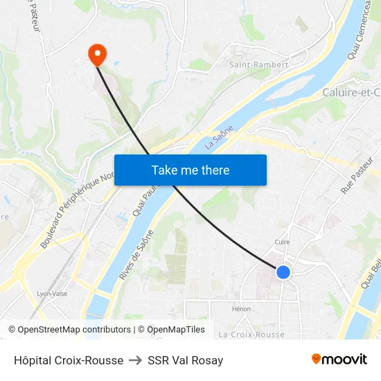 Hôpital Croix-Rousse to SSR Val Rosay map