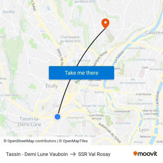 Tassin - Demi Lune Vauboin to SSR Val Rosay map