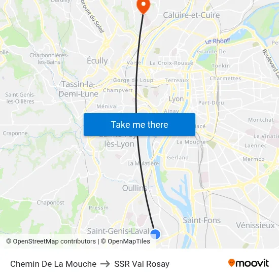 Chemin De La Mouche to SSR Val Rosay map