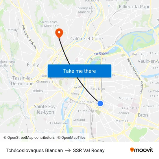 Tchécoslovaques Blandan to SSR Val Rosay map