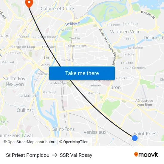 St Priest Pompidou to SSR Val Rosay map