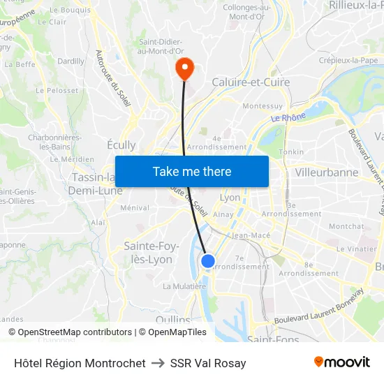 Hôtel Région Montrochet to SSR Val Rosay map