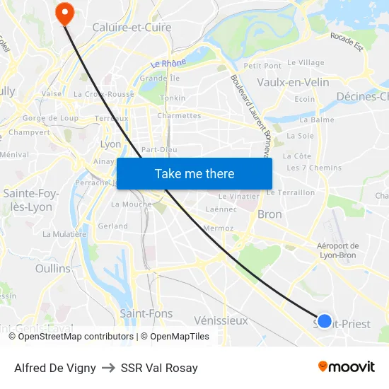 Alfred De Vigny to SSR Val Rosay map
