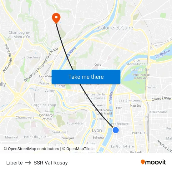 Liberté to SSR Val Rosay map