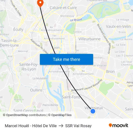 Marcel Houël - Hôtel De Ville to SSR Val Rosay map