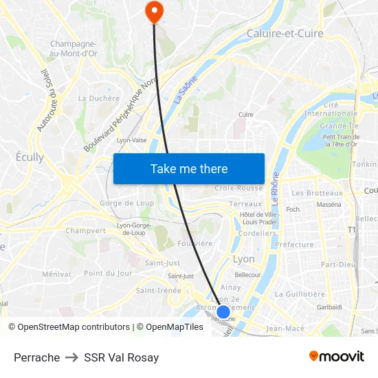 Perrache to SSR Val Rosay map