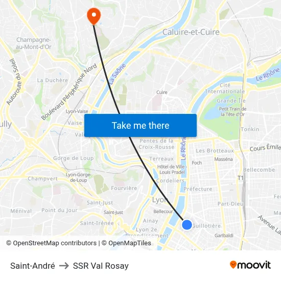 Saint-André to SSR Val Rosay map