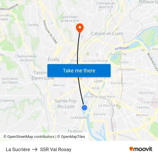 La Sucrière to SSR Val Rosay map