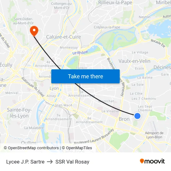 Lycee J.P. Sartre to SSR Val Rosay map