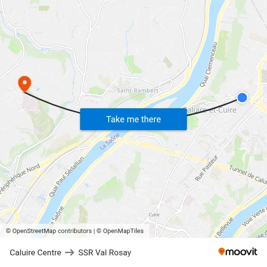 Caluire Centre to SSR Val Rosay map