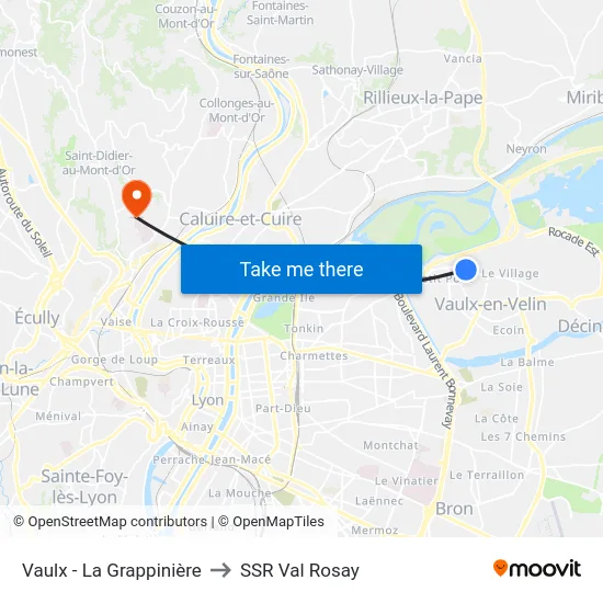Vaulx - La Grappinière to SSR Val Rosay map