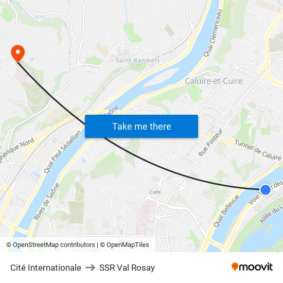 Cité Internationale to SSR Val Rosay map