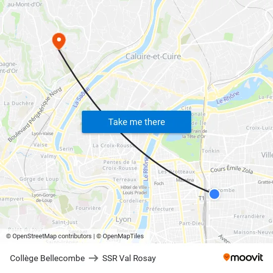 Collège Bellecombe to SSR Val Rosay map