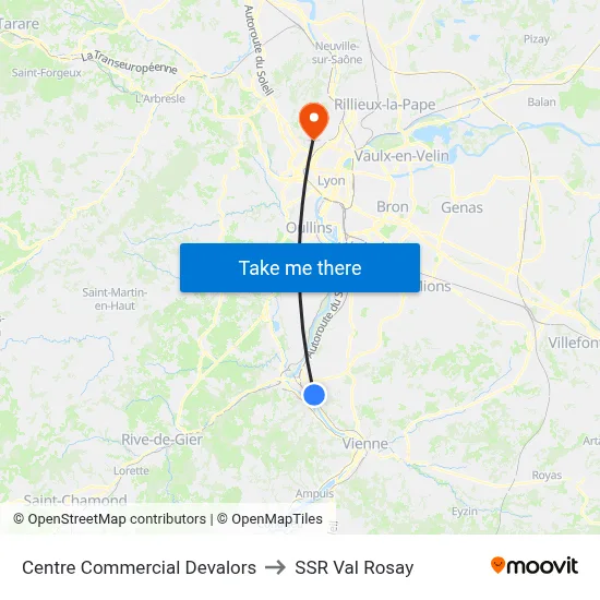 Centre Commercial Devalors to SSR Val Rosay map