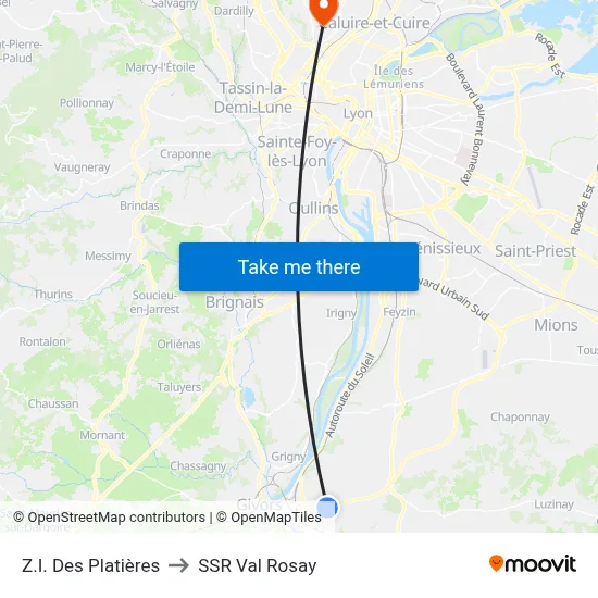 Z.I. Des Platières to SSR Val Rosay map