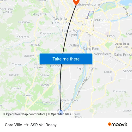 Gare Ville to SSR Val Rosay map