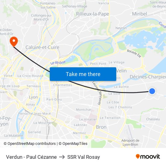 Verdun - Paul Cézanne to SSR Val Rosay map