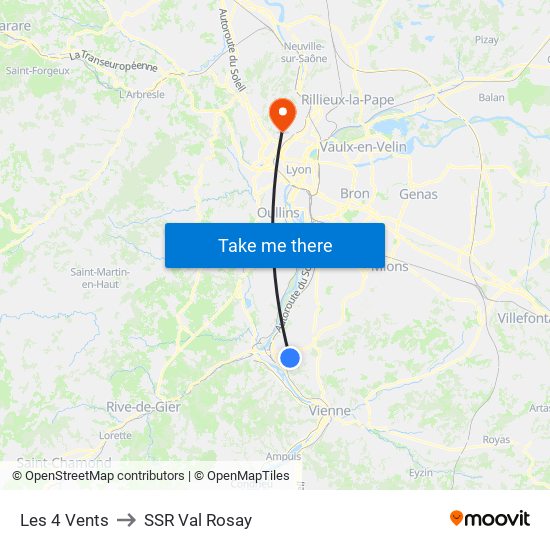 Les 4 Vents to SSR Val Rosay map