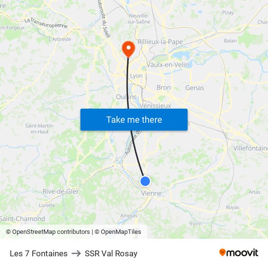 Les 7 Fontaines to SSR Val Rosay map