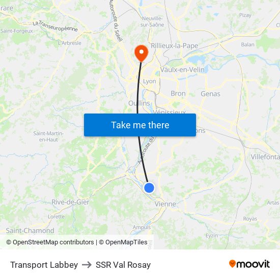 Transport Labbey to SSR Val Rosay map