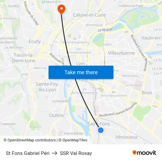 St Fons Gabriel Péri to SSR Val Rosay map