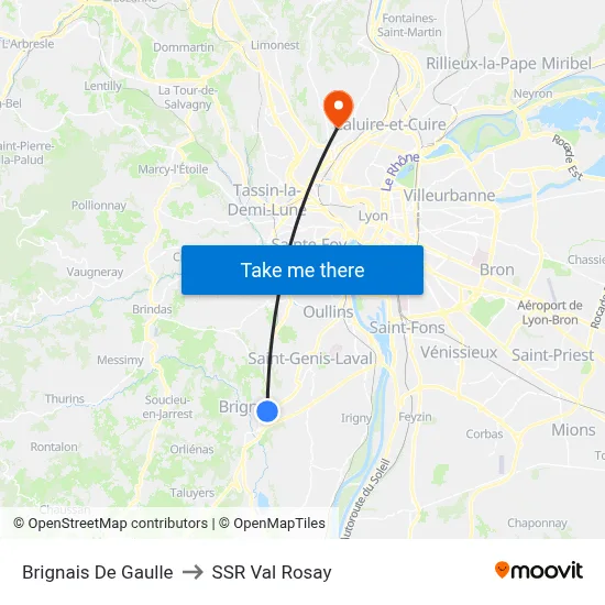 Brignais De Gaulle to SSR Val Rosay map